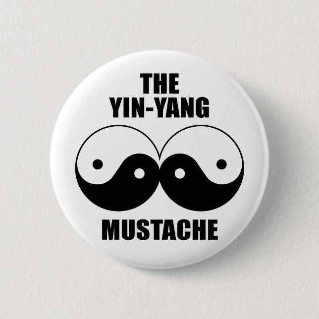 Chapa Redonda De 5 Cm Bigote de Yin-Yang (Anverso)