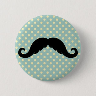 Chapa Redonda De 5 Cm Bigote negro retro del bigote del manillar