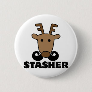 Chapa Redonda De 5 Cm bigote reno divertido dasher stasher