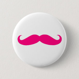 Chapa Redonda De 5 Cm Bigote rosado