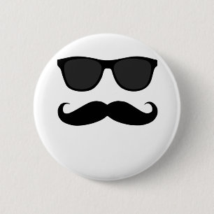 Chapa Redonda De 5 Cm Bigote y regalo negros del humor de las gafas de