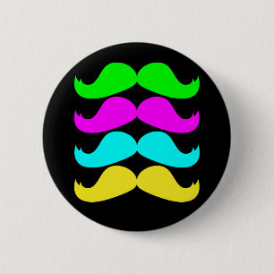 Chapa Redonda De 5 Cm Bigotes retros del RGB Fluo
