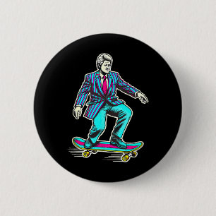 Chapa Redonda De 5 Cm Bill Clinton Retro monopatín
