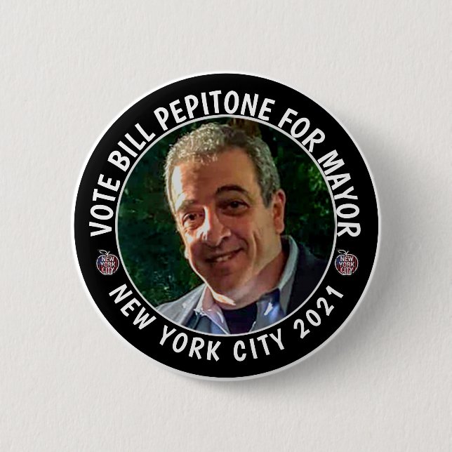 Chapa Redonda De 5 Cm Bill Pepitone para el alcalde de NYC 2021 (Anverso)