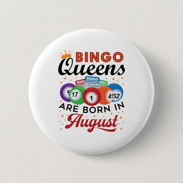 Chapa Redonda De 5 Cm Bingo Queens nace en agosto (Anverso)