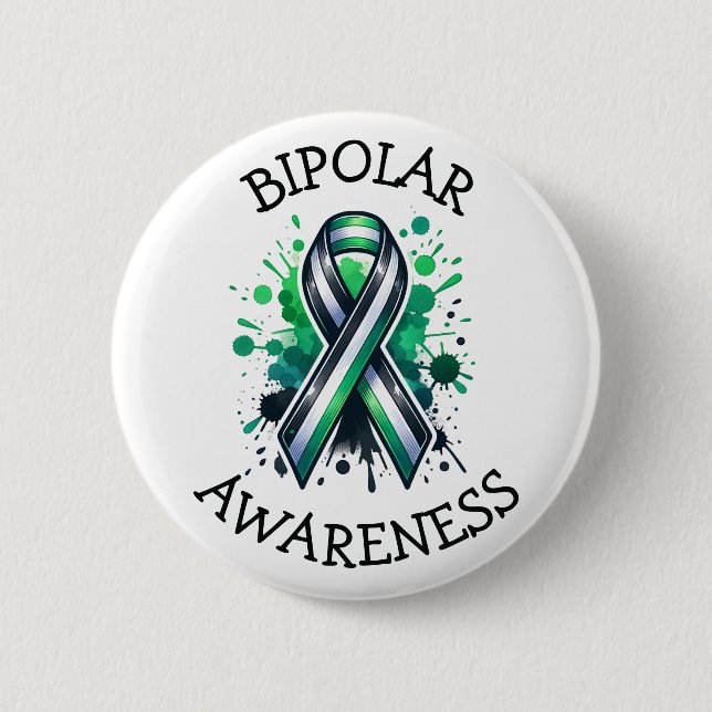 Chapa Redonda De 5 Cm Bipolar Awareness Ribbon (Anverso)