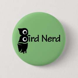 Chapa Redonda De 5 Cm Bird Nerd Owl Green