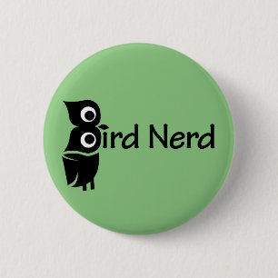 Chapa Redonda De 5 Cm Bird Nerd Owl Green