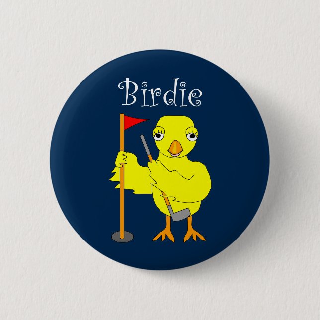 Chapa Redonda De 5 Cm Birdie Golfer Chick (Anverso)