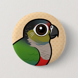 Chapa Redonda De 5 Cm Birdorable Carmesí-hinchó el Parakeet