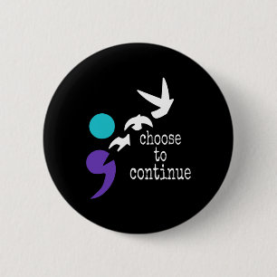 Chapa Redonda De 5 Cm Birds Semicolon Gift Suicidio Prevención de Suicid