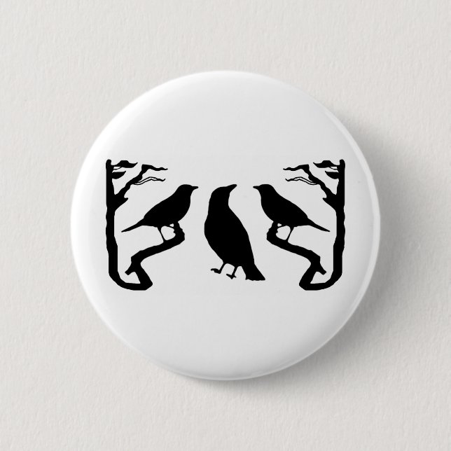 Chapa Redonda De 5 Cm Birds Silhouette (Anverso)