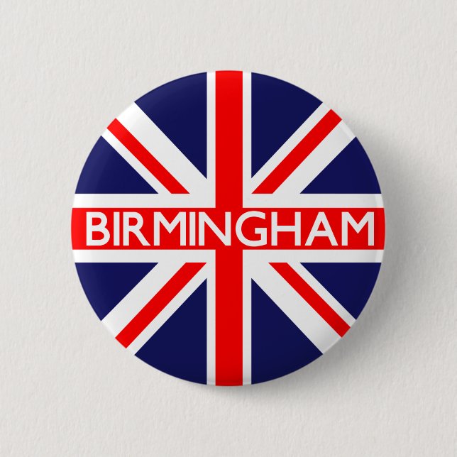 Chapa Redonda De 5 Cm Birmingham: Bandera británica (Anverso)