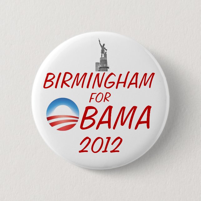 Chapa Redonda De 5 Cm BIRMINGHAM para Obama (Anverso)