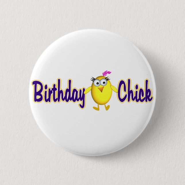 Chapa Redonda De 5 Cm Birthday Chick (Anverso)