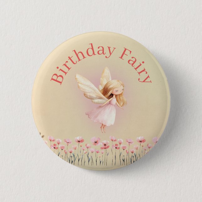 Chapa Redonda De 5 Cm Birthday Fairy (Anverso)