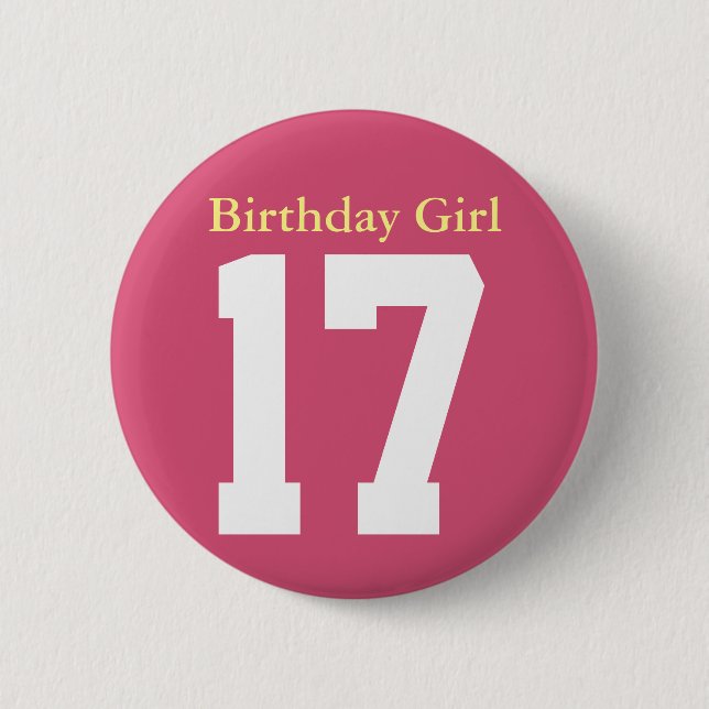 Chapa Redonda De 5 Cm Birthday Girl 17 (Anverso)