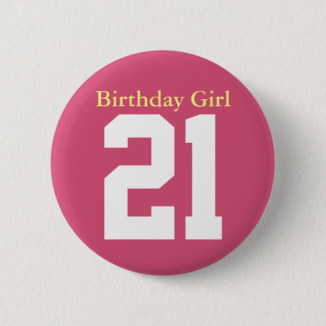 Chapa Redonda De 5 Cm Birthday Girl 21 (Anverso)