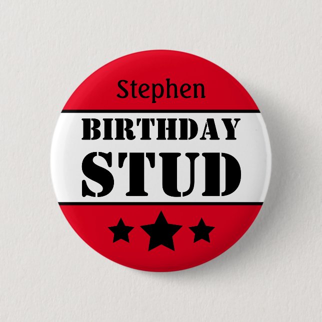 Chapa Redonda De 5 Cm Birthday Stud Personalizada (Anverso)