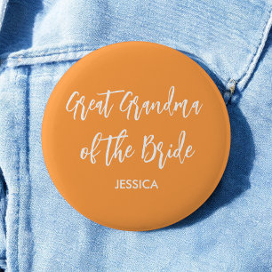 Chapa Redonda De 5 Cm Bisabuela de la Novia Naranja Boda