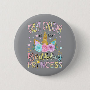 Chapa Redonda De 5 Cm Bisabuela del Unicornio Princesa de Cumpleaños