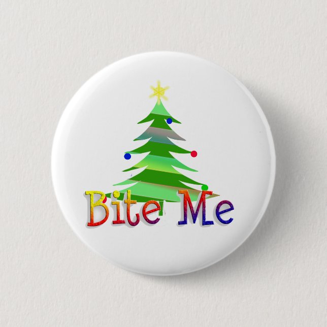 Chapa Redonda De 5 Cm Bite Me Christmas Tree (Anverso)
