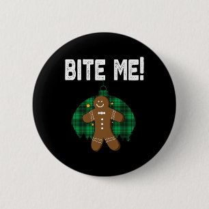 Chapa Redonda De 5 Cm Bite Me Shirny Funny Navidades Gingerbread Coste