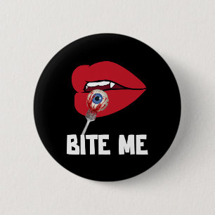 Chapa Redonda De 5 Cm Bite Me Y Vampiro Lips disfraz de fiesta de Hallow
