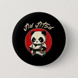 Chapa Redonda De 5 Cm BJJ MMA Panda - Divertido Jiu Jitsu Brasileño