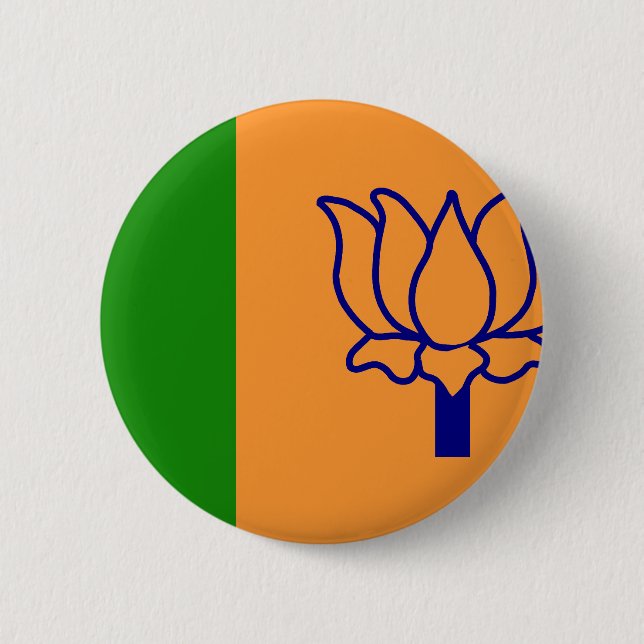 Chapa Redonda De 5 Cm Bjp, bandera de la India (Anverso)