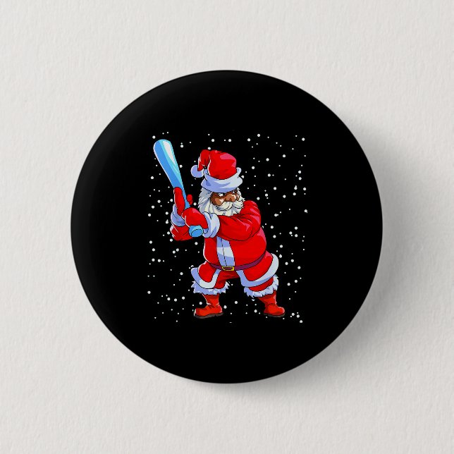 Chapa Redonda De 5 Cm Black African American Santa Claus Baseball Afro C (Anverso)