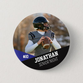 Chapa Redonda De 5 Cm Black Blue Football Button Senior Night Team Kids