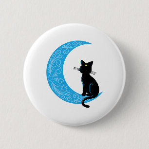 Chapa Redonda De 5 Cm Black Cat Crescent Moon Sailor Mom