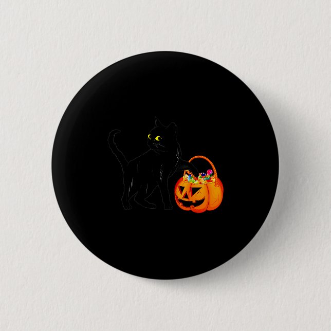 Chapa Redonda De 5 Cm Black Cat Halloween Candy Pumpkin Bag Sweet Lollip (Anverso)