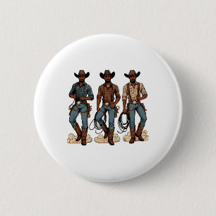 Chapa Redonda De 5 Cm Black Cowboy Rodeo occidental Melanin Historia neg