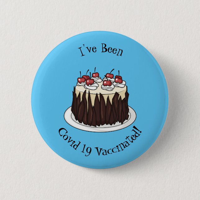 Chapa Redonda De 5 Cm Black Forest cake cartoon illustration (Anverso)