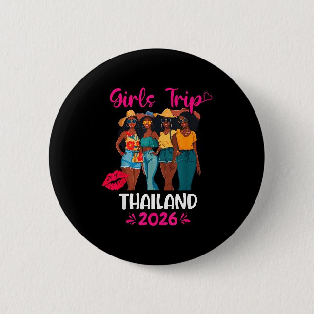 Chapa Redonda De 5 Cm Black Girls Trip Thailand 2026 Vacation Matching  (Anverso)