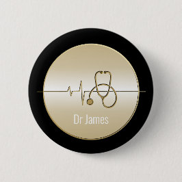 Chapa Redonda De 5 Cm Black Gold Medical Stethoscope Hearbeat