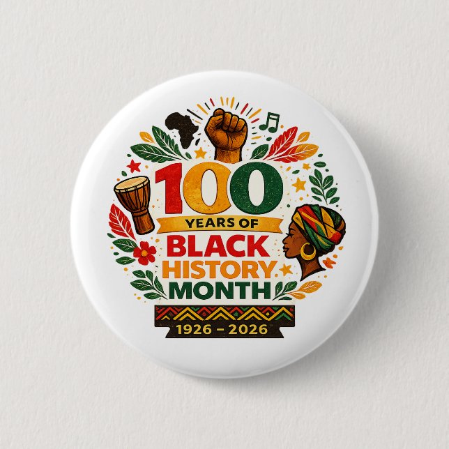 Chapa Redonda De 5 Cm Black History Month Anniversary (Anverso)