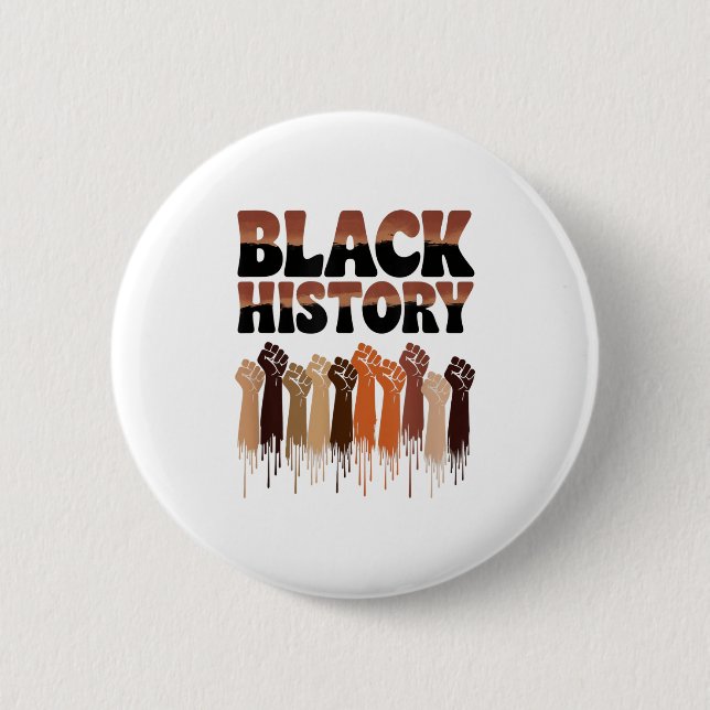 Chapa Redonda De 5 Cm Black History Month Hands Symbol Afro Motivation  (Anverso)