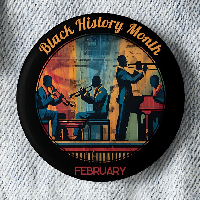 Chapa Redonda De 5 Cm Black History Month Jazz Band Pinback Button (Subido por el creador)
