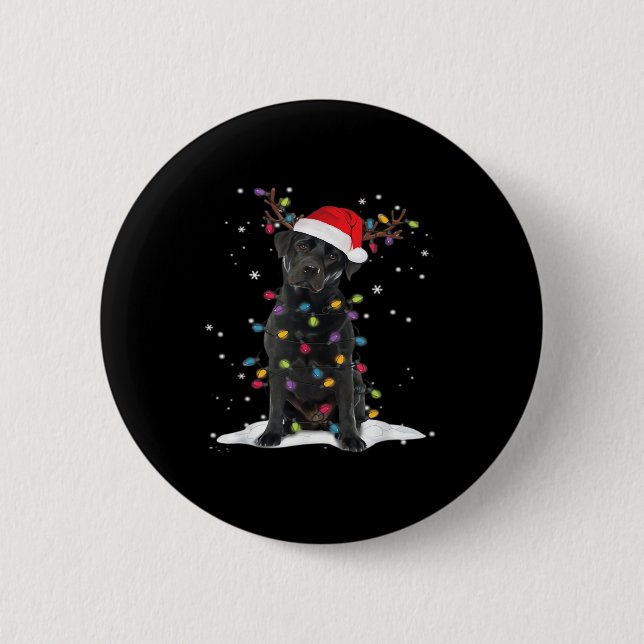 Chapa Redonda De 5 Cm Black Labrador Xmas Dog Christmas Tree Light Class (Anverso)