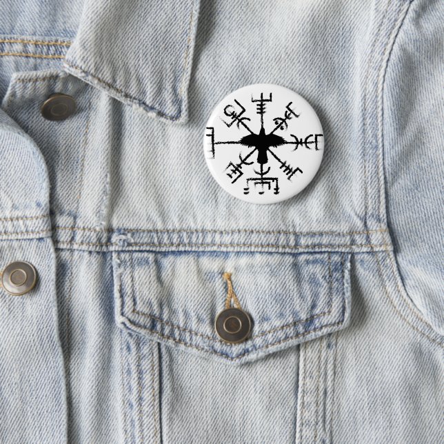 Chapa Redonda De 5 Cm Black Raven Vegvisir Protection Sigil (In situ)