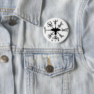Chapa Redonda De 5 Cm Black Raven Vegvisir Protection Sigil
