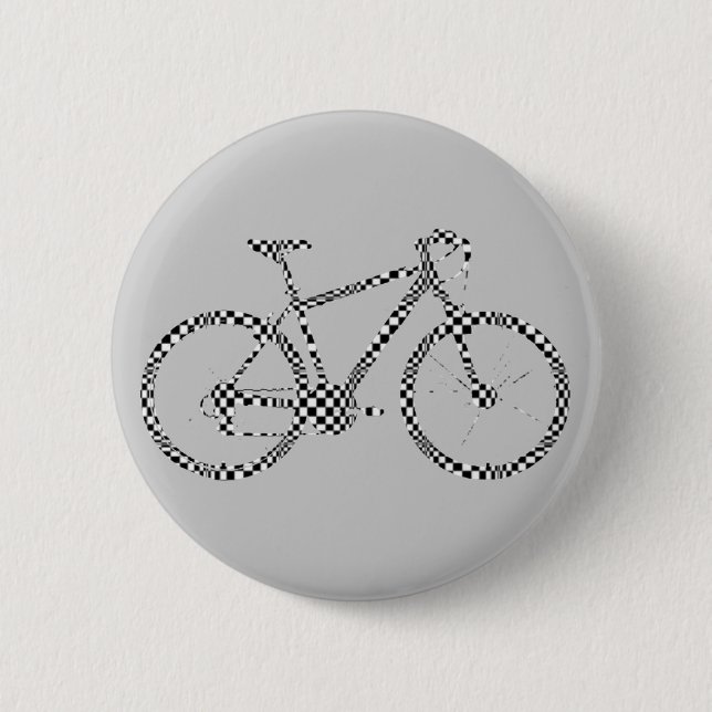 Chapa Redonda De 5 Cm blackandwhite checked bike (Anverso)