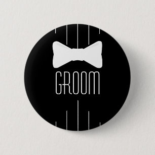 Chapa Redonda De 5 Cm Blanco Bowtie del novio
