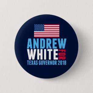 Chapa Redonda De 5 Cm Blanco de Andrew para la elección 2018 del