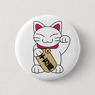 Chapa Redonda De 5 Cm Blanco de Maneki Neko