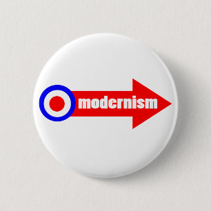 Chapa Redonda De 5 Cm blanco y flecha del modernismo