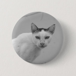 Chapa Redonda De 5 Cm Blanco y Negro - Gato 02